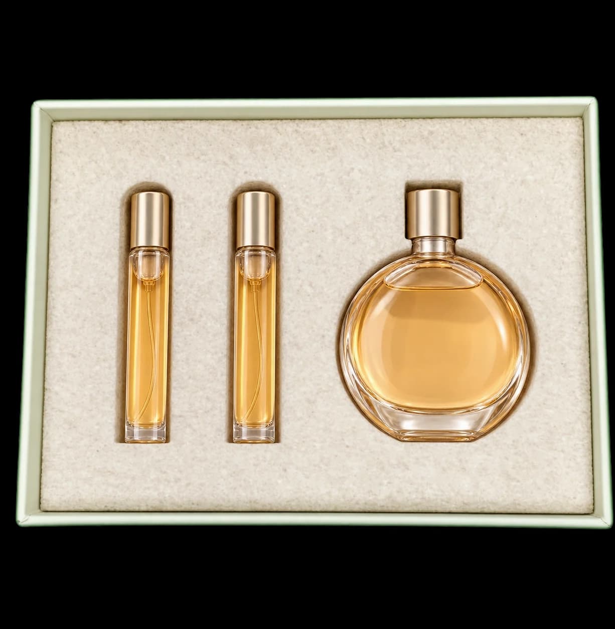 Perfume bottle protected by a Fibu foam insert