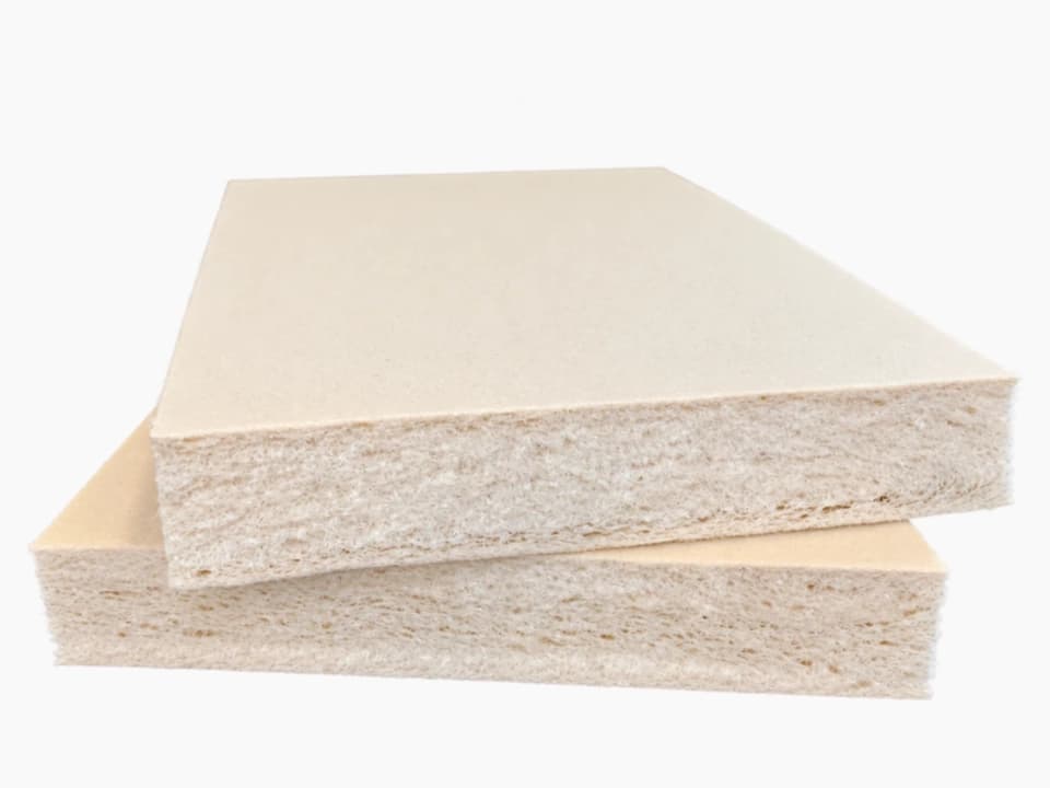 Stack of Fibu wood fiber foam sheets